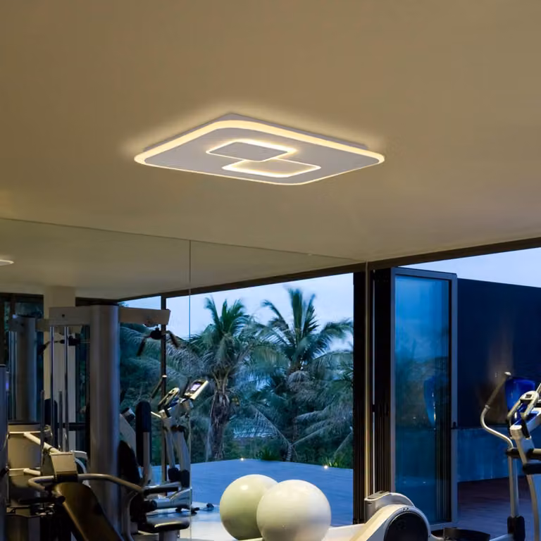 Mantra Iluminación Plafoniera a LED Quad, dimmerabile, Bianco / Opale, Corridoio, Metallo, Moderno, Plafoniera LED