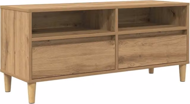 Mobile TV rettangolare con pratico cassetto 100 x 34,5 x 44,5 cm in legno multistrato rovere artigianale 02_0052737