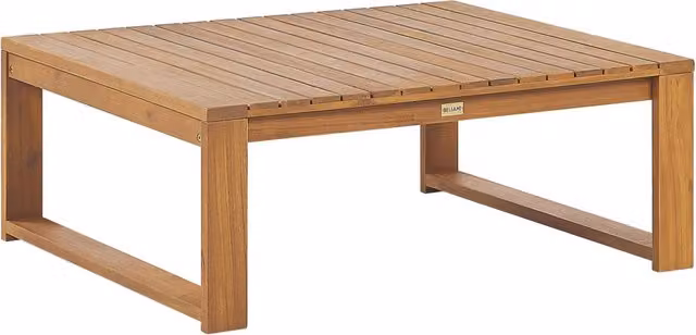 Tavolino da caffè rettangolare BELIANI in legno di acacia marrone per giardino e balcone, stile scandinavo, L: 75 cm, P: 60 cm, H: 35 cm