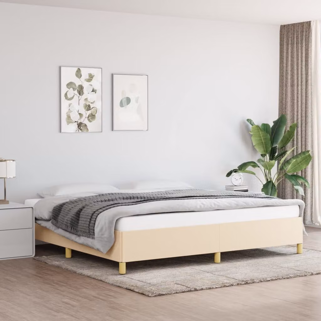 The Living Store struttura letto crema 200x200 cm in tessuto
