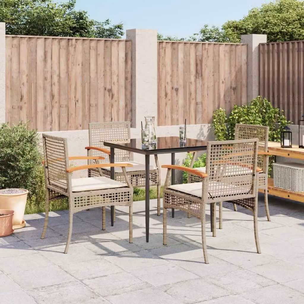 Maison Exclusive - Set da Pranzo da Giardino 5 pz con Cuscini Beige in Polyrattan
