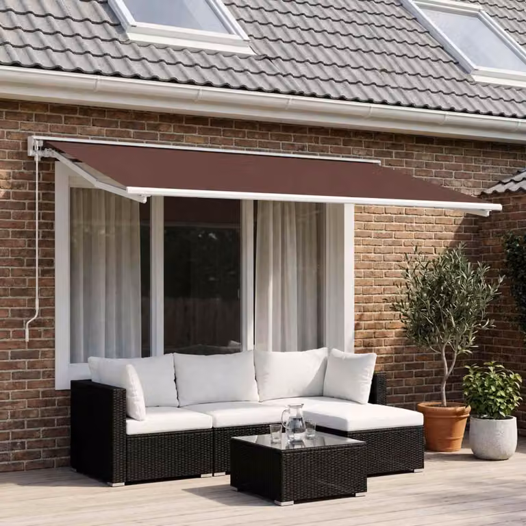 Maison Exclusive - Tessuto di ricambio per tende da sole, colore marrone, 400 x 300 cm, in poliestere