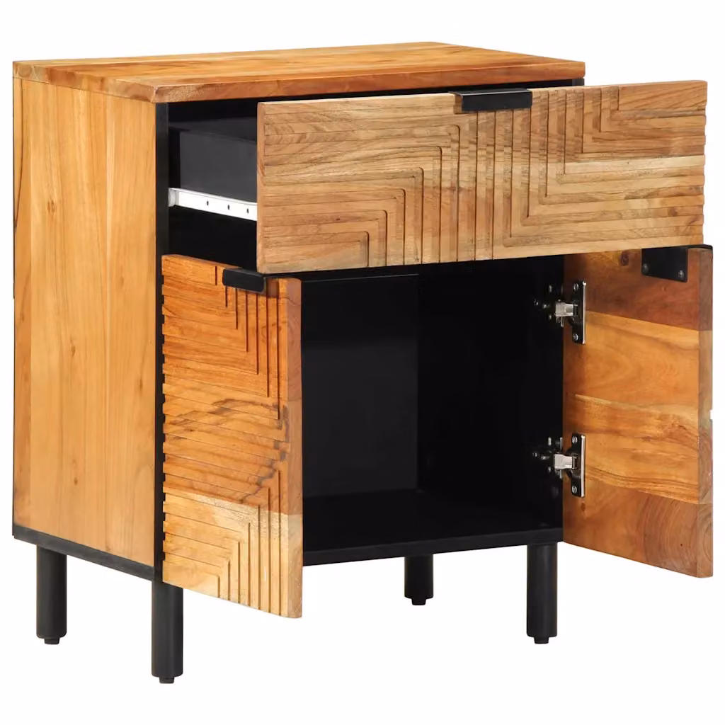 Armadietto per letto vidaXL in legno di acacia color marrone rustico L 50 cm, P 33 cm, H 60 cm
