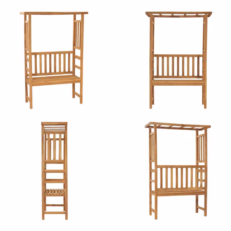 vidaXL Panca da giardino con pergola 115 cm in legno massiccio di teak - Panca da giardino - Panche da giardino - Panche di legno - Panche di legno