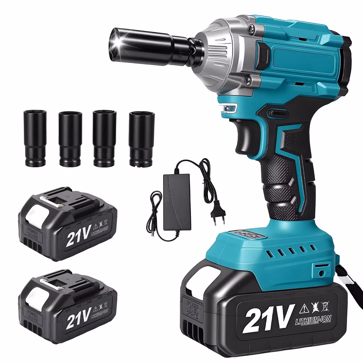 Avvitatore a percussione a batteria da 1500W - Avvitatore a percussione senza fili da 1/2 pollice (1,27 cm) - Motore brushless - Coppia di 1800 Nm - Utensile ricaricabile - Con batteria inclusa - Design compatto - Colore marrone