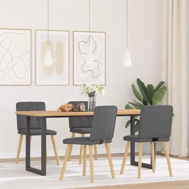Sedie da Pranzo 4 pz | Sedie da cucina Grigio Scuro in Tessuto