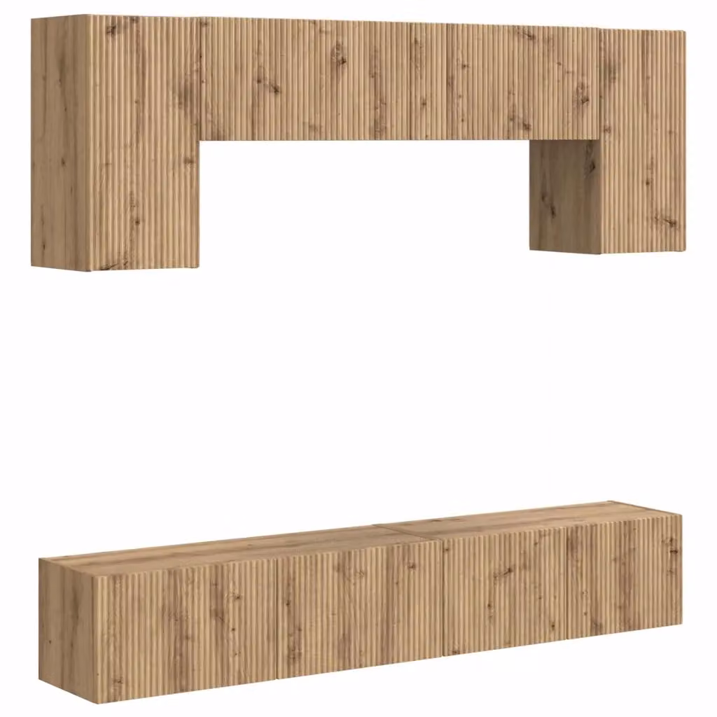 Set mobile TV moderno vidaXL in legno ingegnerizzato bianco e marrone per soggiorno – 2