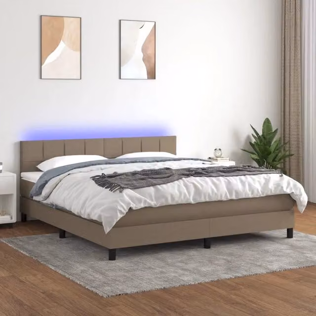 Letto Ibrido con Materasso vidaXL in Tessuto con Illuminazione LED e Porte USB, L/P: 180 x 200 cm – 1