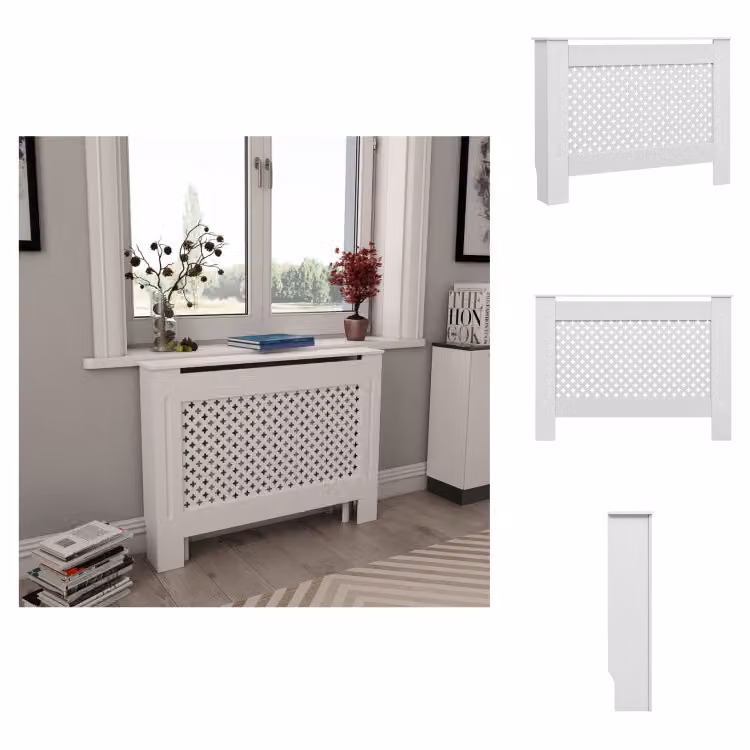 vidaXL Copriradiatore bianco 112×19×81,5 cm MDF - Accessori per radiatori