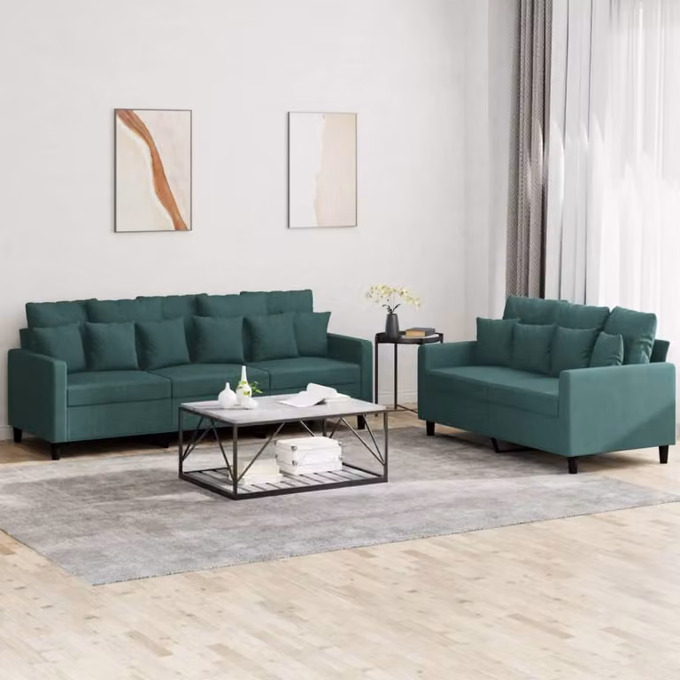 Maison Exclusive - Set divano a 2 posti con cuscini in velluto verde scuro