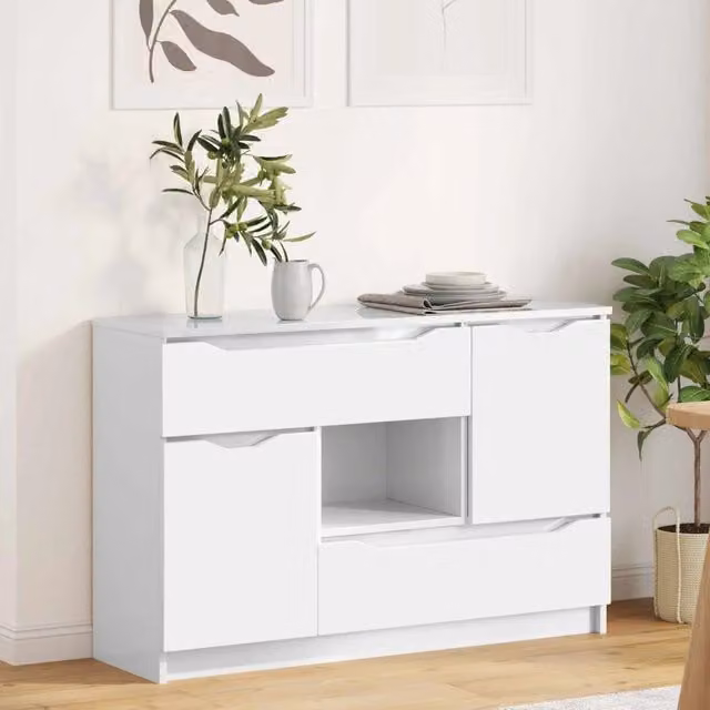 Credenza Bianco Lucido 100 x 30 x 65,6 Legno ingegnerizzato 888791