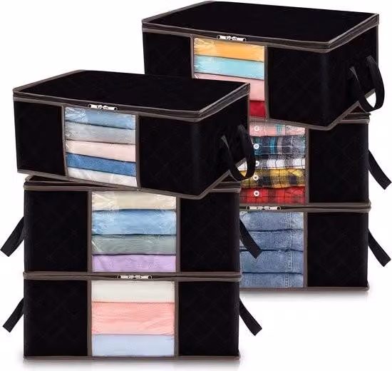 Scatola porta abiti \ Contenitori pieghevoli Organizzatore guardaroba \ Sacchetti porta abiti 6 pezzi 35 L