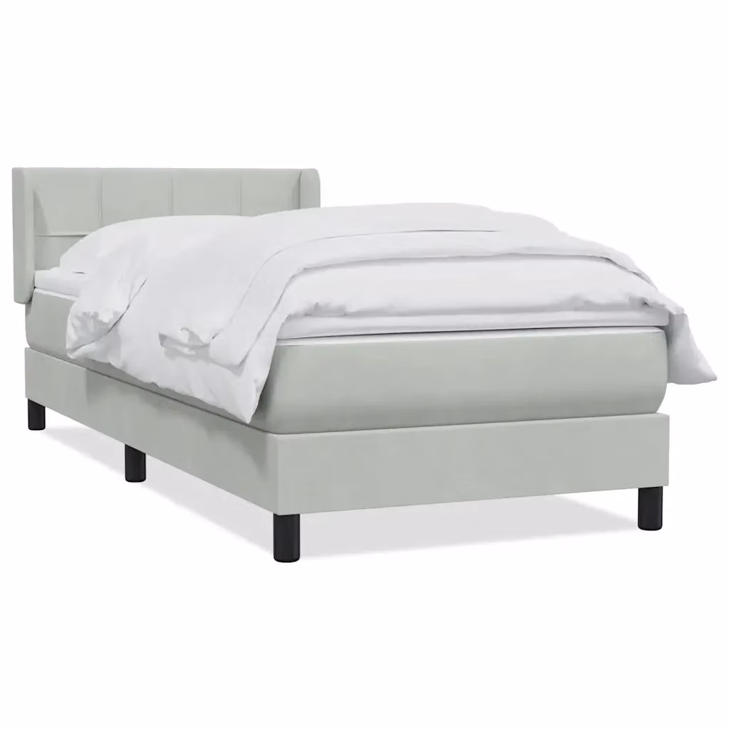 Letto Ibrido vidaXL con Giroletto a Molle e Materasso in Velluto Grigio e Bianco L: 83 cm, P: 213 cm – 2