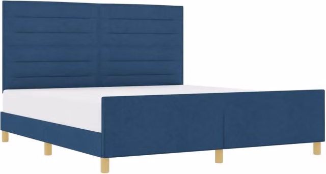 Letto matrimoniale | Letto per adulti | Struttura del letto con testiera Blu 180 x 200 cm Tessuto