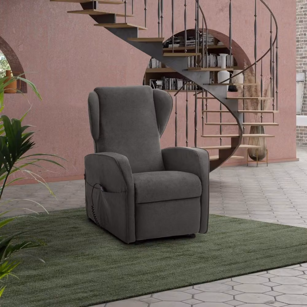 Poltrona Alzapersona Elettrica Adele GIORDANOSHOP in Microfibra Grigia L: 73 cm, P: 101 cm, H: 86 cm – 2