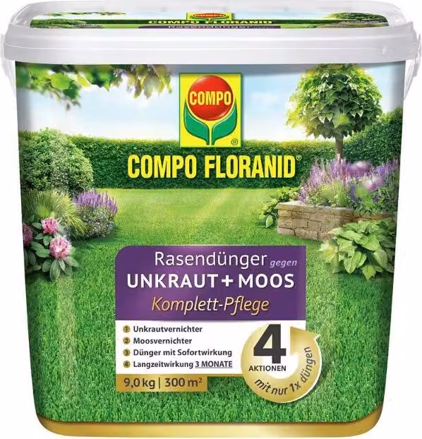 COMPO FLORANID® concime per prati contro le erbacce + muschio cura completa - 9 kg per 300 m²