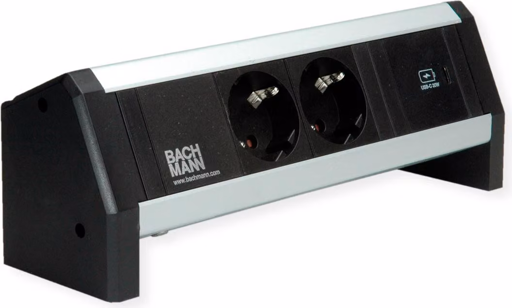 BACHMANN DESK 2xcontatto protettivo USB C, caricatore USB 30W GST18