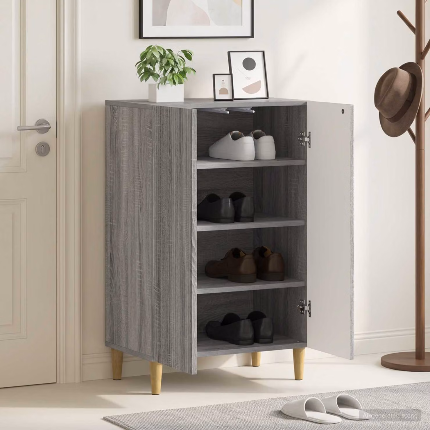 Mobile porta scarpe vidaXL ARNHEM moderno grigio L: 59,5 cm, P: 39,5 cm, H: 90 cm