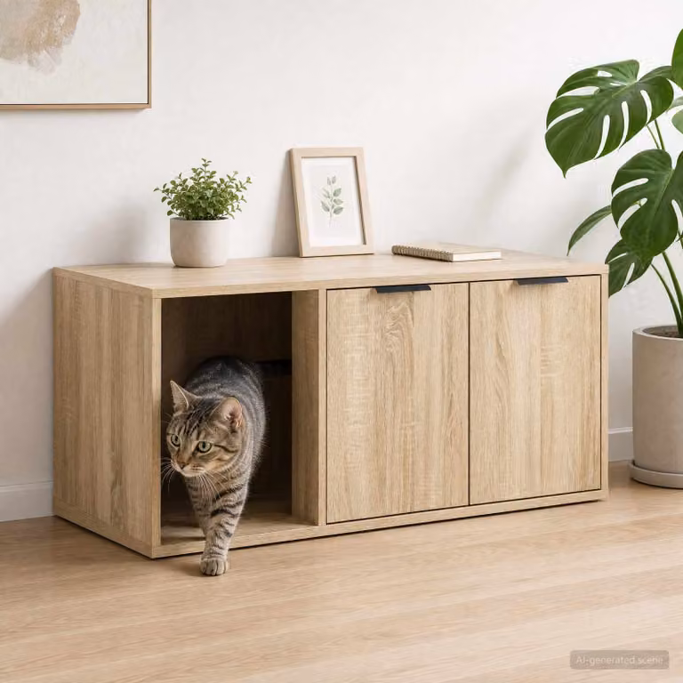 Mobile per gatti vidaXL in Rovere Sonoma, marrone, L 100 x P 49 x H 45 cm