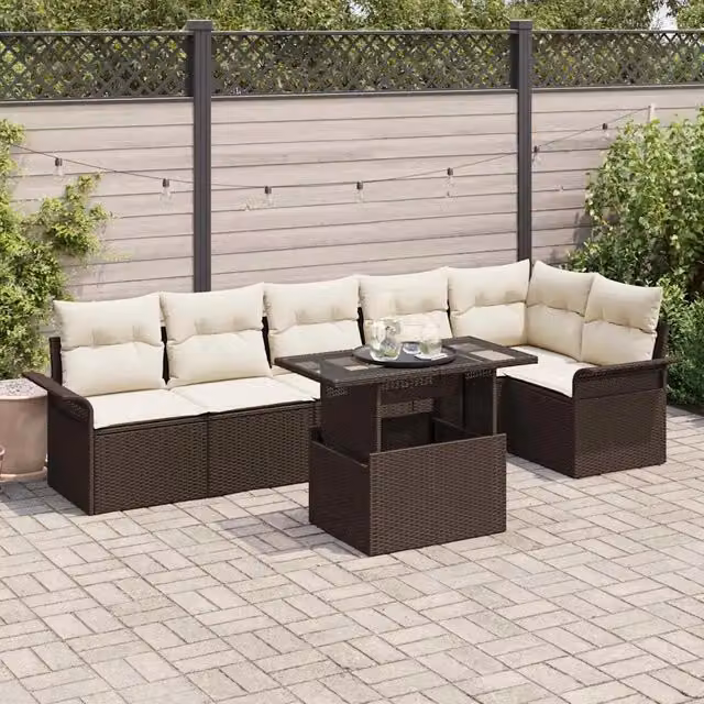 Set Divano da Giardino 7 pz Marrone polyrattan 3348294