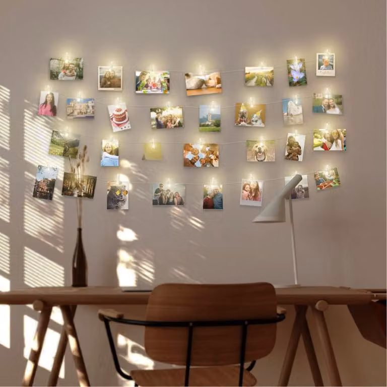 Catena luminosa a LED, 5 metri, 50 LED bianco caldo, 20 connettori, flessibile