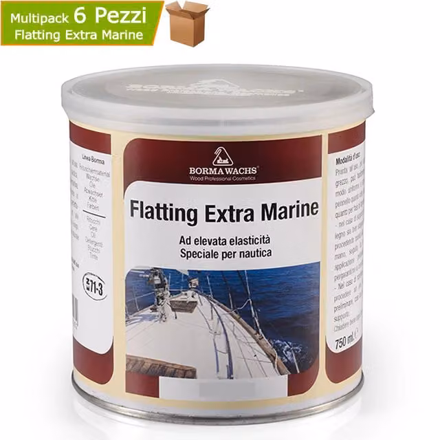 Multipack da 6 pezzi di Flatting speciale per nautica AZIMUTHBRICO a base solvente, trasparente opaco, resistente alle intemperie