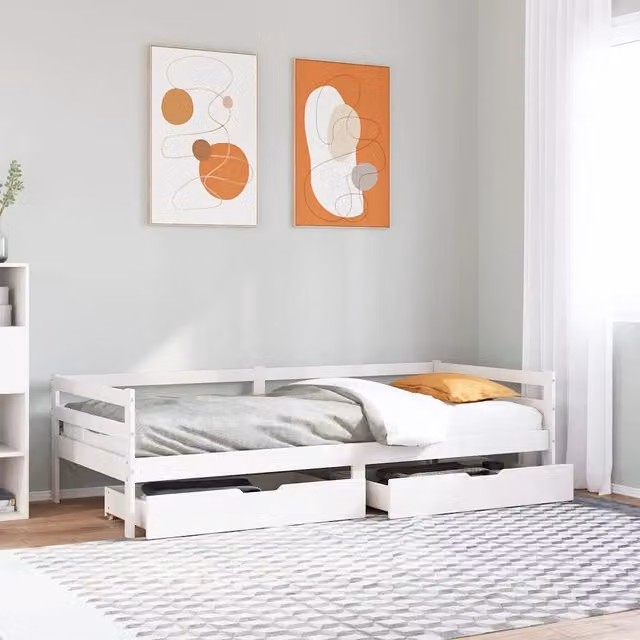 Dormeuse con cassetti vidaXL in legno massello di pino bianco L/P/H: 200 x 90 x 56,5 cm