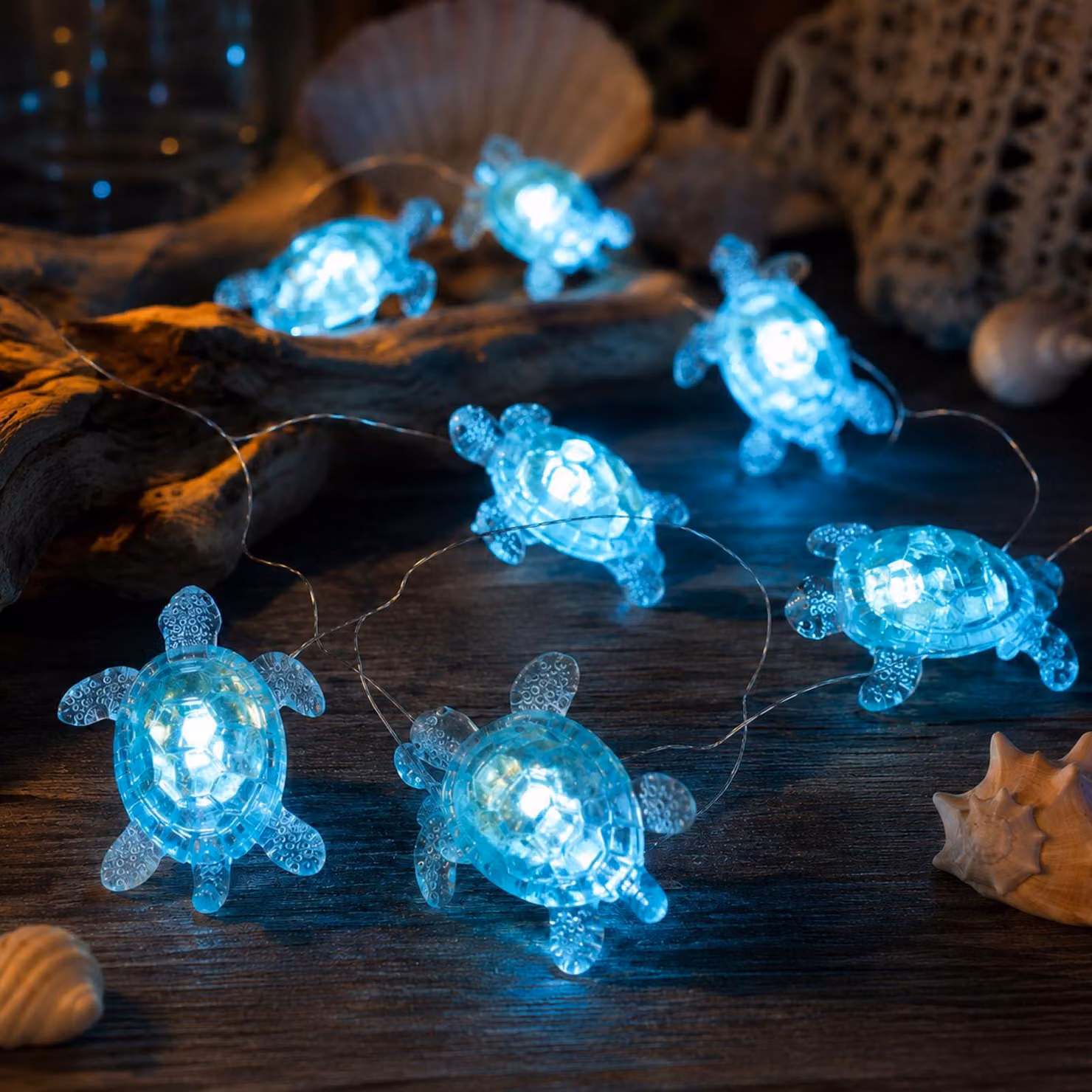 Catena luminosa a forma di tartaruga - Tenda luminosa a LED blu - Modello YRPD0001