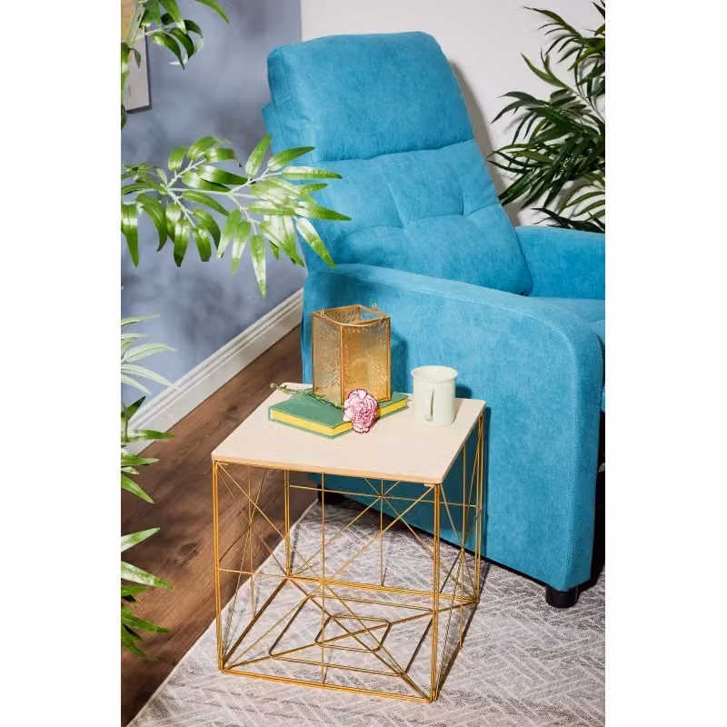 Set di 6 tavolini Kalin Casa Collection con top naturale e struttura oro, L/P/H: 38 x 38 x 40 cm – 2