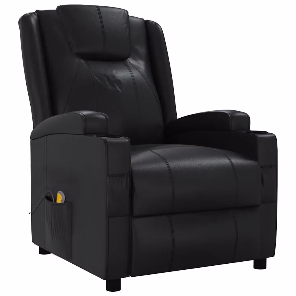 Poltrona Relax Recliner vidaXL in Similpelle Nera con Braccioli e Struttura in Metallo e Legno – 2