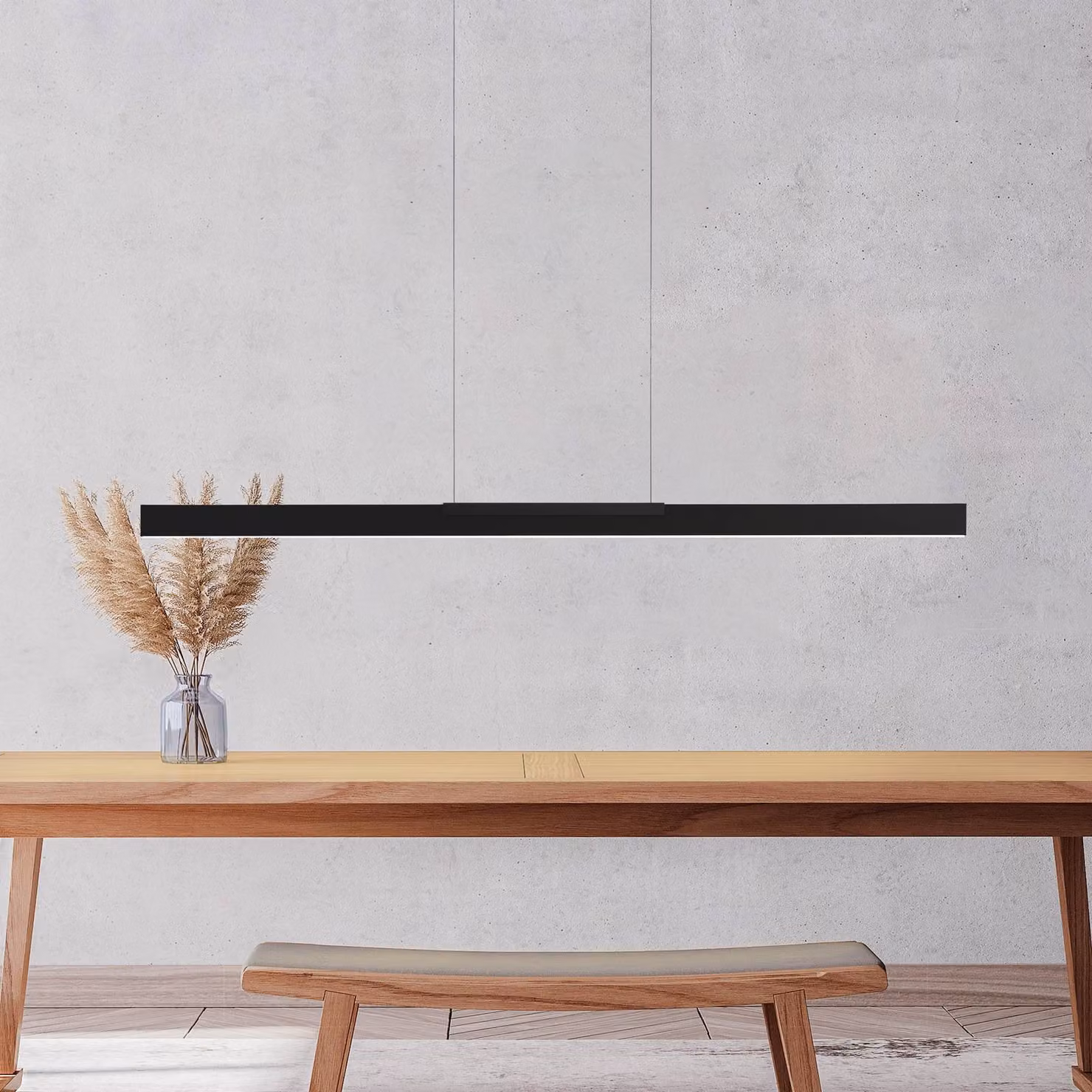 BOPP Lampada LED a sospensione Bopp Nano 2.0, lunghezza 140 cm, nera, metallo dimmerabile, Nero, Soggiorno / Sala da pranzo, Alluminio, Moderno