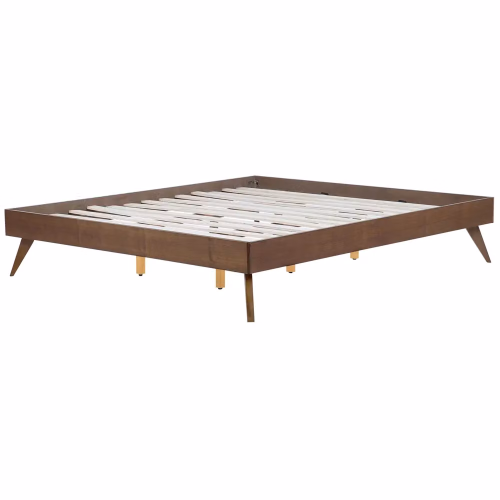 Letto Beliani in legno di frassino e gomma color marrone con rete a doghe arcuate L/P/H: 180 x 200 x 103 cm – 2
