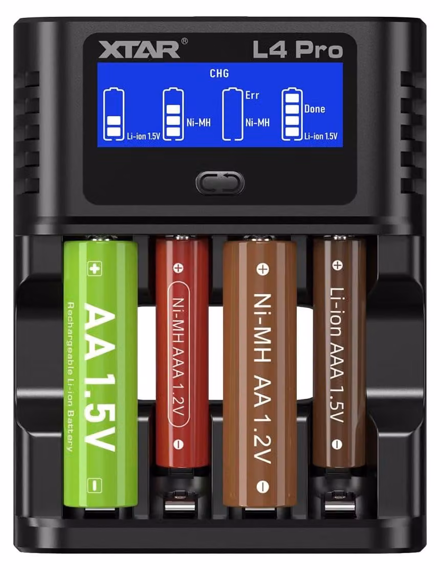 Caricabatterie per batterie AA e AAA - Caricabatterie rapido per batterie NI-MH e Li-Ion