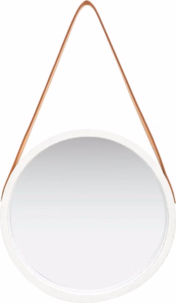 Specchio da Parete con Cinghia 40 cm Bianco