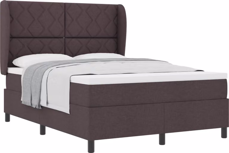 Letto a molle con materasso marrone scuro 160 x 200 cm in tessuto
