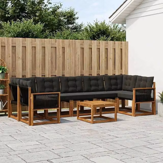 Set di divani da esterno 8 pz Naturale e Nero 3381840