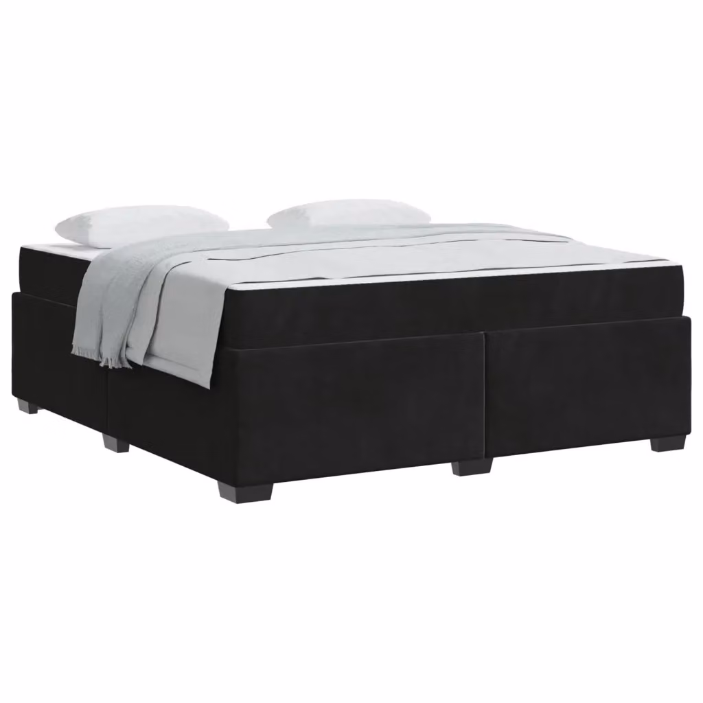 Letto matrimoniale moderno vidaXL con struttura imbottita in tessuto nero e materasso a molle L: 180 cm, P: 200 cm, H: 66 cm – 2