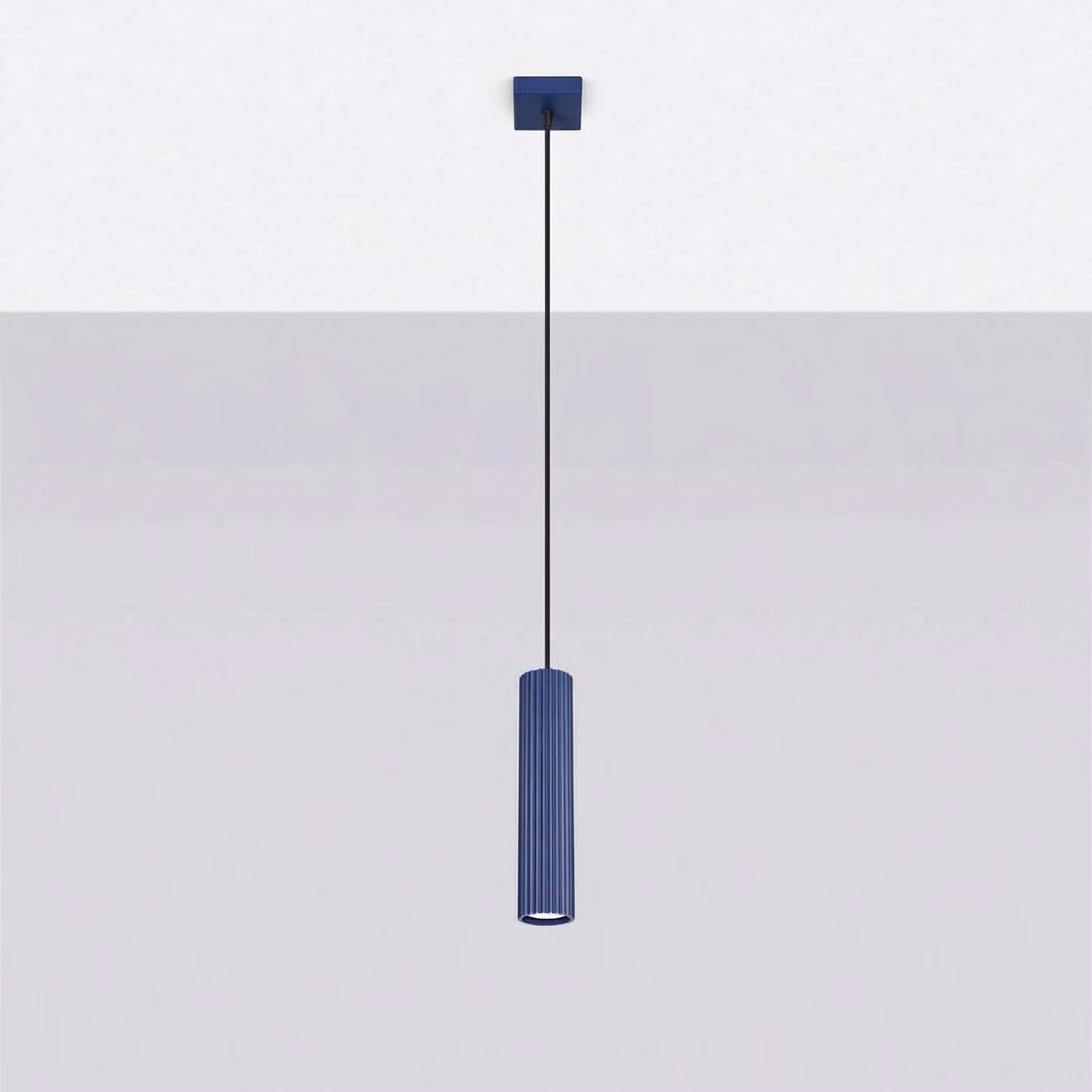 Lampada a sospensione KARBON 1 blu oltremare 1xGU10 10W alluminio 118x8x8 cm Sollux Lighting