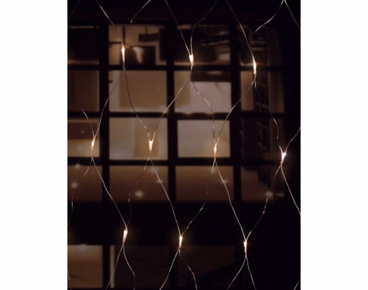 Rete luminosa a LED 3x3m 208 diodi bianco caldo per esterni IP44 76897