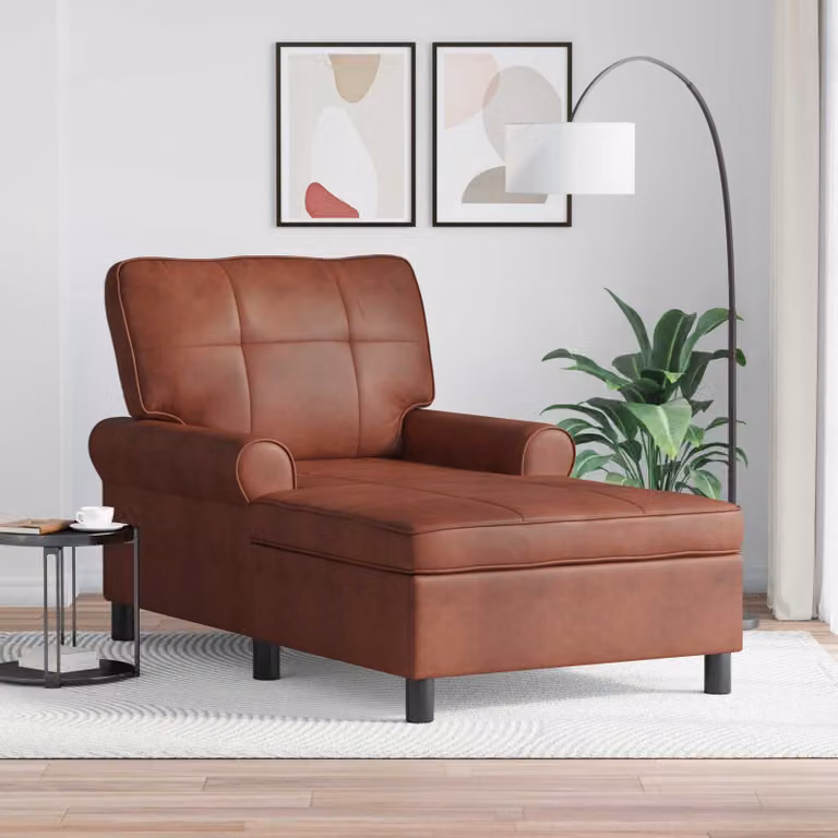 Chaise Lounge Moderna vidaXL in Pelle Sintetica Marrone Lucido L/P/H: 157 x 91 x 91 cm