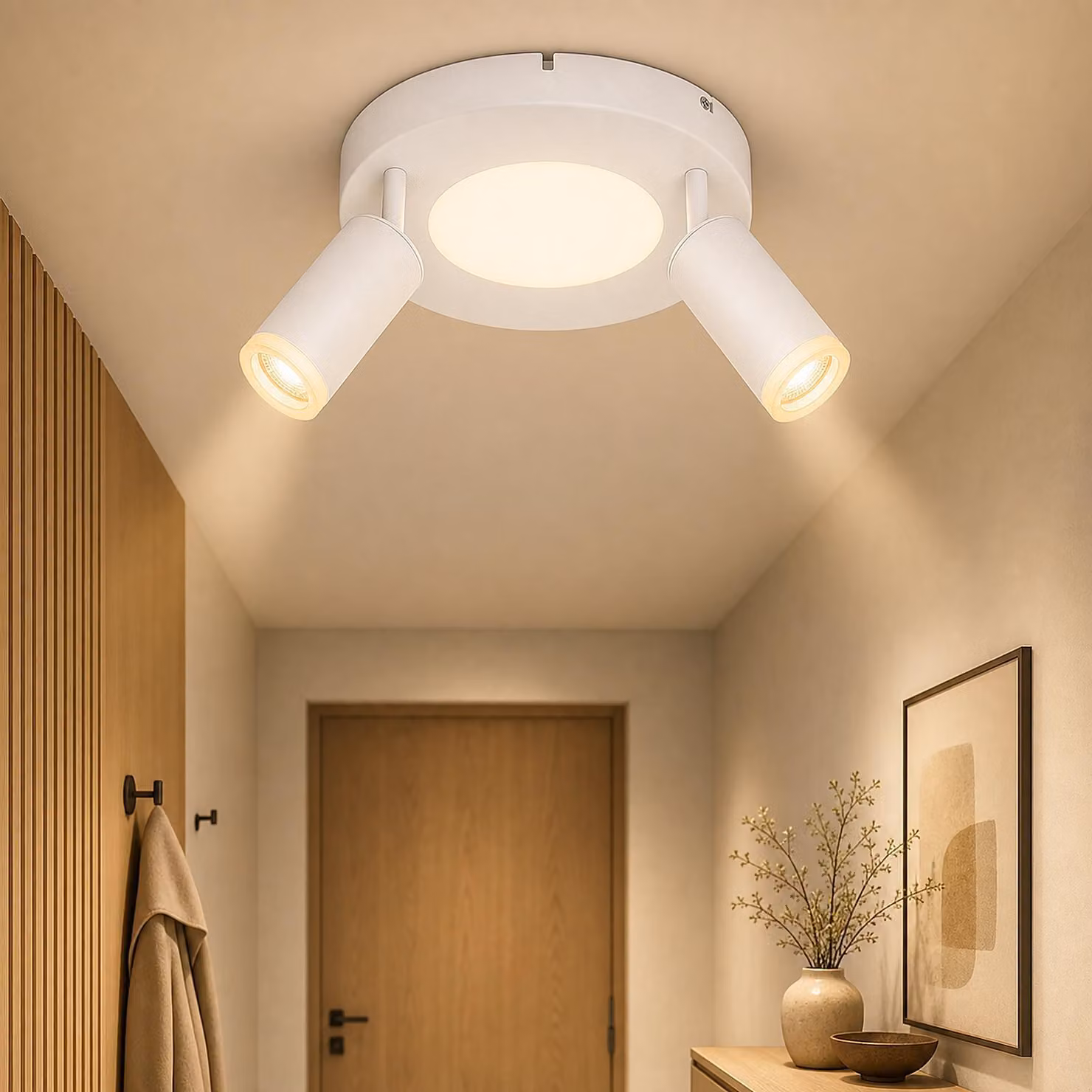 ZMH plafoniera Faretto da soffitto a led GU10 2 fiamme - lampada da soffitto bianco 3000k bianco caldo 20W lampada da camera da letto orientabile 350° faretto da soffitto