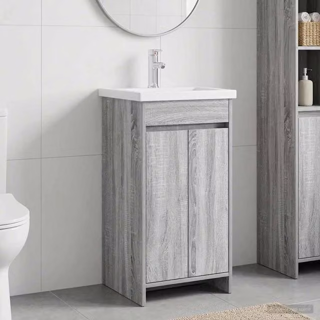 Mobile da bagno moderno vidaXL con lavabo Sonoma grigio, L: 42 cm, P: 40 cm, H: 84,5 cm – 1