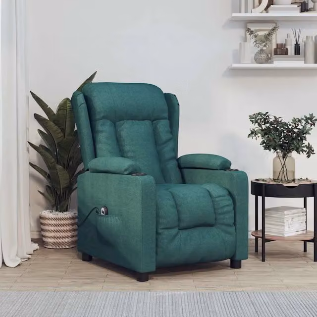 Poltrona Elettrica Reclinabile-Divano Sedia Verde Scuro in Tessuto 699539