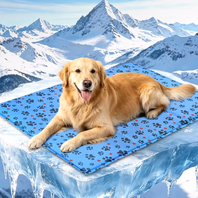 Tappetino refrigerante per cani, 90x60 cm, blu, autorigenerante, pieghevole, per animali domestici