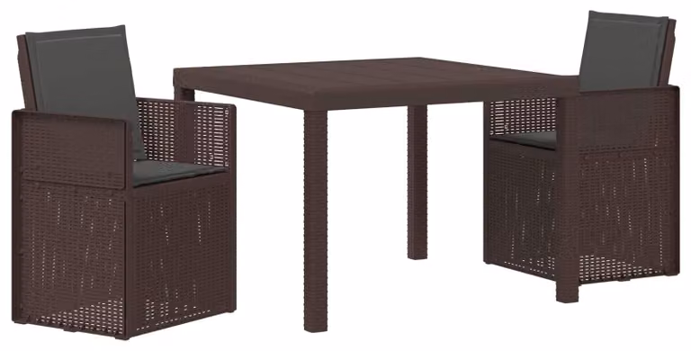 Set da Pranzo per Giardino 3 pcs Marrone e Antracite PP
