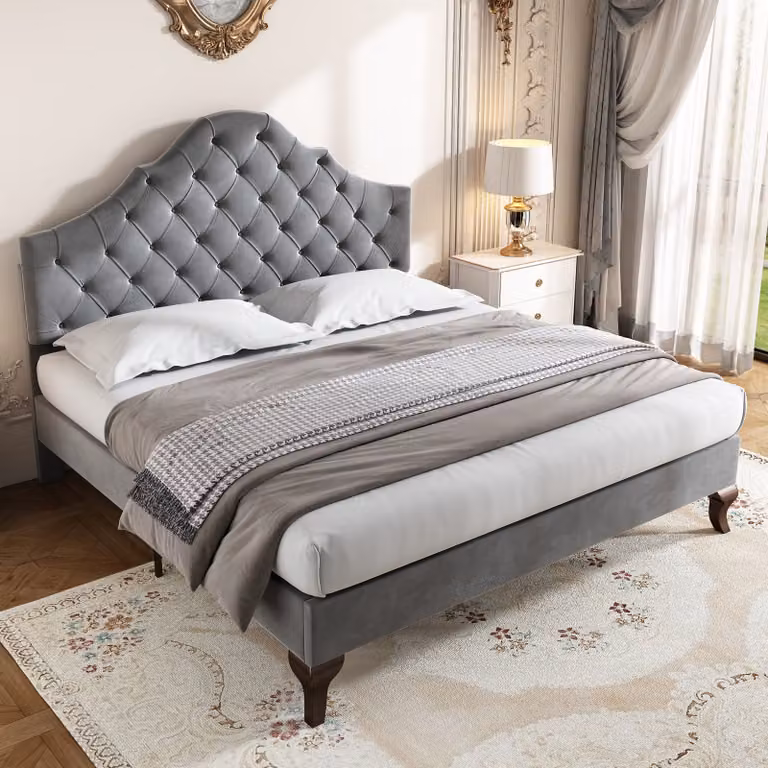 MODFU Letto imbottito 90x200 cm con testiera regolabile in altezza e rete a doghe, Letto singolo, Letto in velluto per ragazzi in legno massello (senza materasso), Rosa