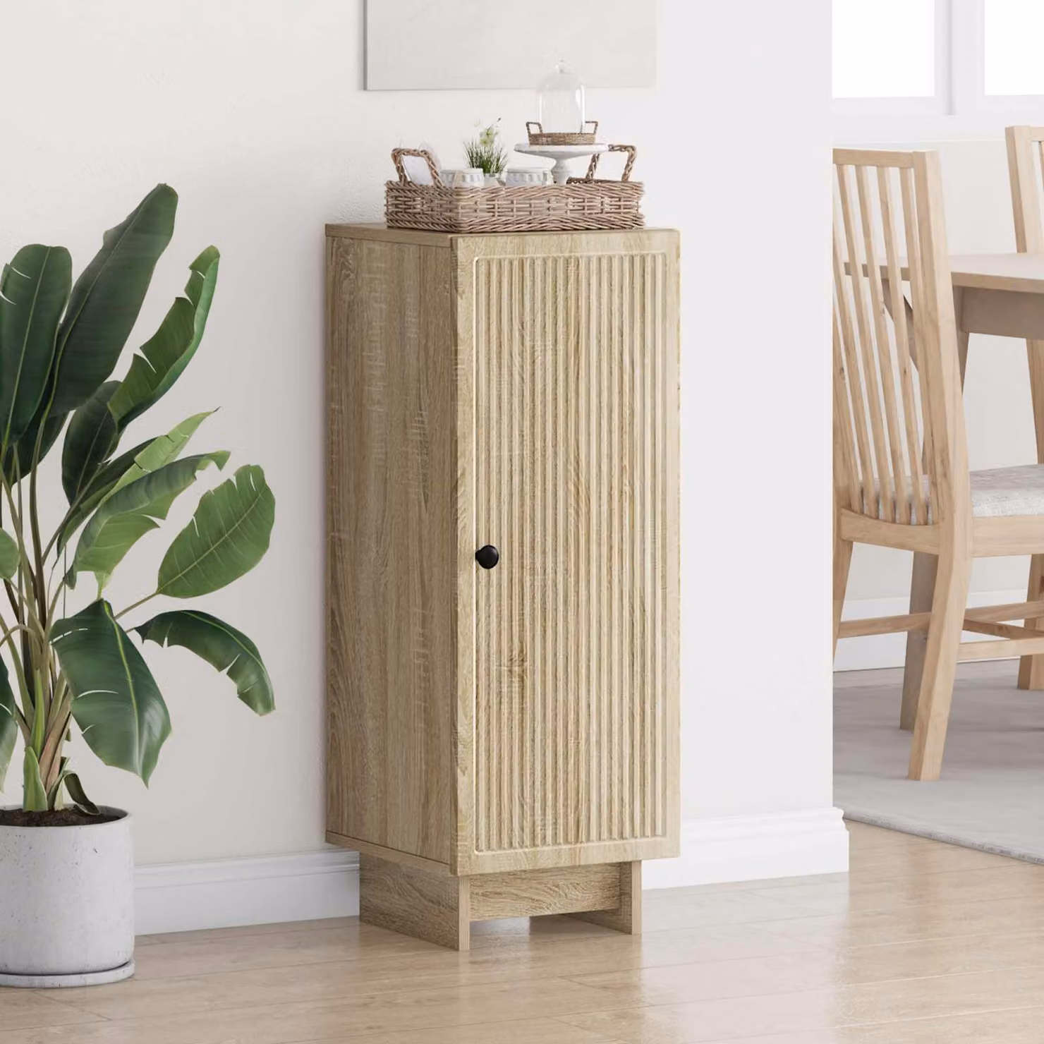 Credenza moderna vidaXL in legno ingegnerizzato e metallo, colore marrone, L: 33 cm, P: 34,5 cm, H: 90 cm