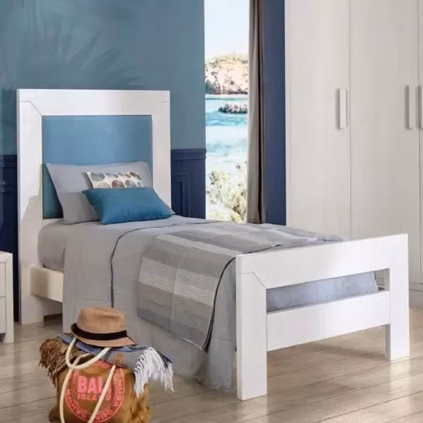 Letto singolo shabby chic in legno massello di abete bianco lacca MOBILI 2G L/P/H: 90 x 190 cm – 1