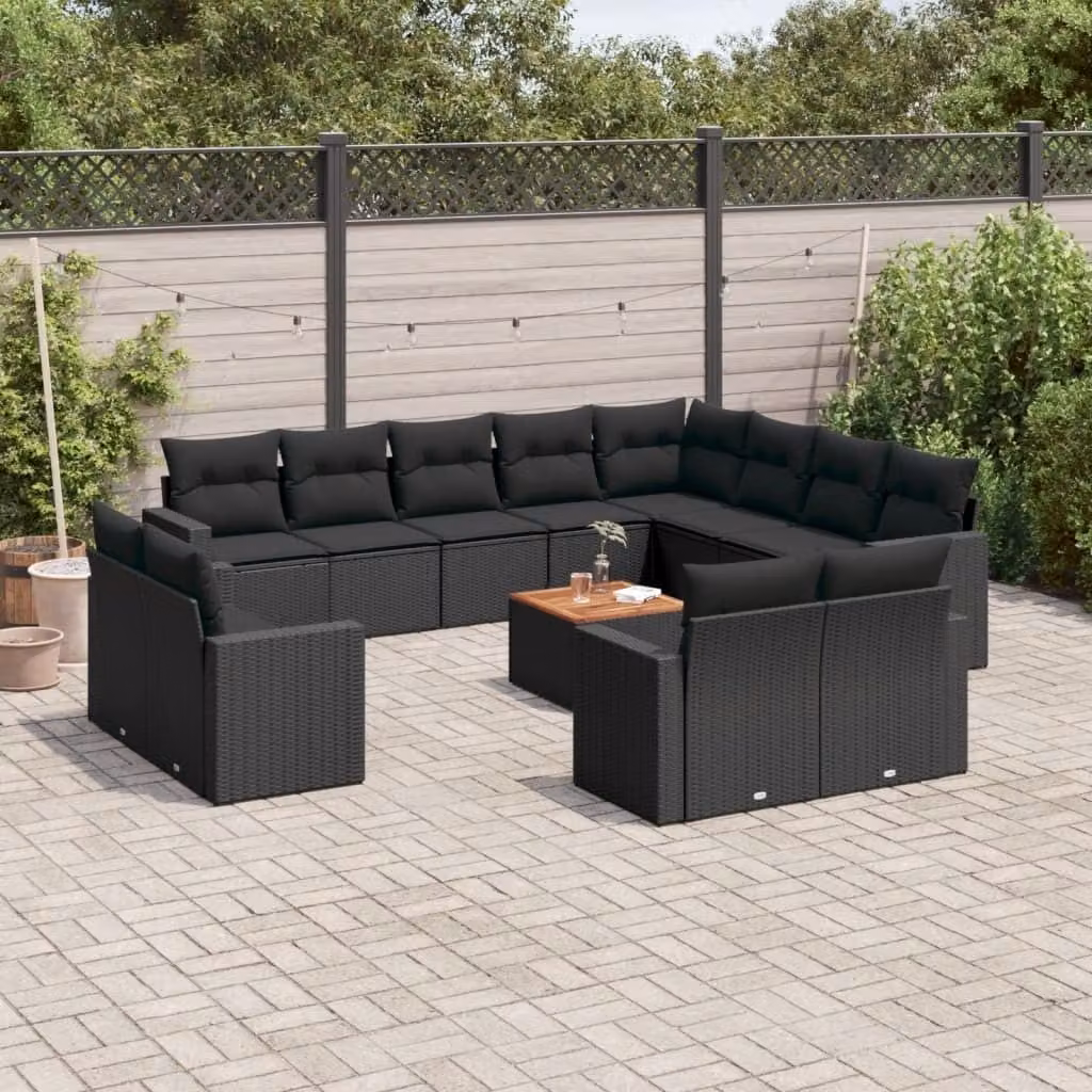 Maison Exclusive - Set Divani da Giardino 13pz con Cuscini Nero in Polyrattan