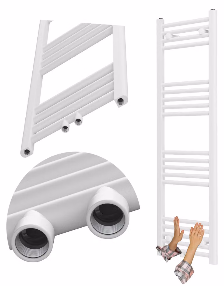 Granitan - Termoarredo bagno - Scaldasalviette 130x40 cm - Radiatore bianco - 440 W - RAVEN